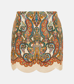 Zimmermann Ottie scalloped paisley linen miniskirt