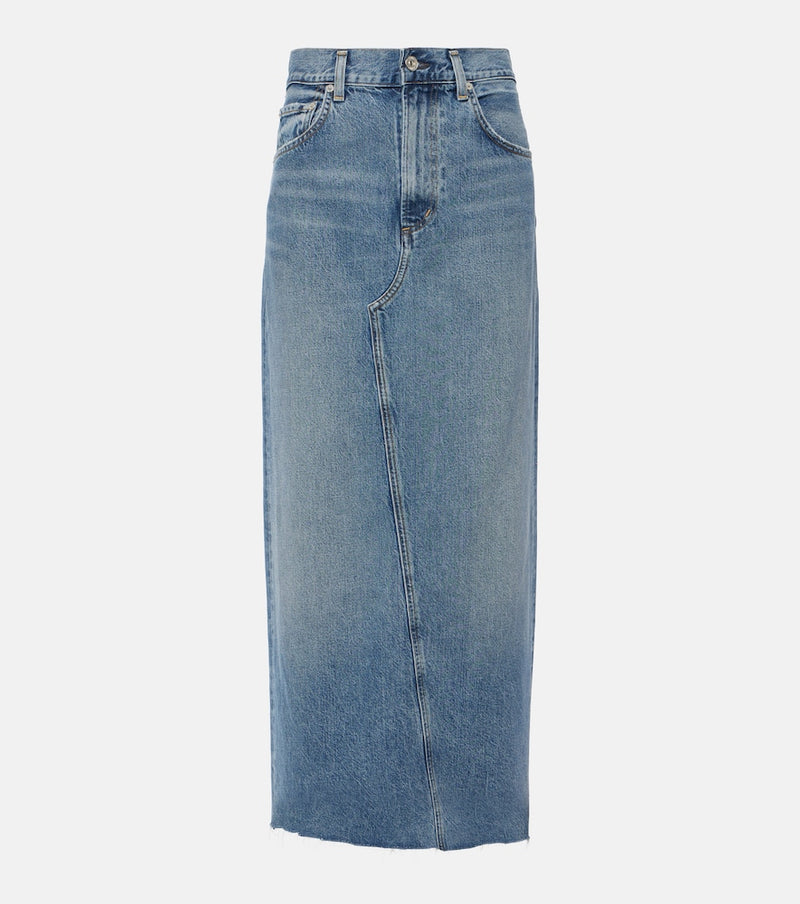 Citizens of Humanity Circolo Reworked denim maxi skirt