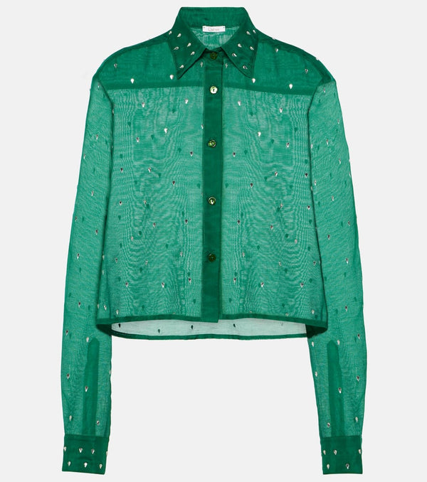 Oséree Gem crystal-embellished cotton and silk shirt