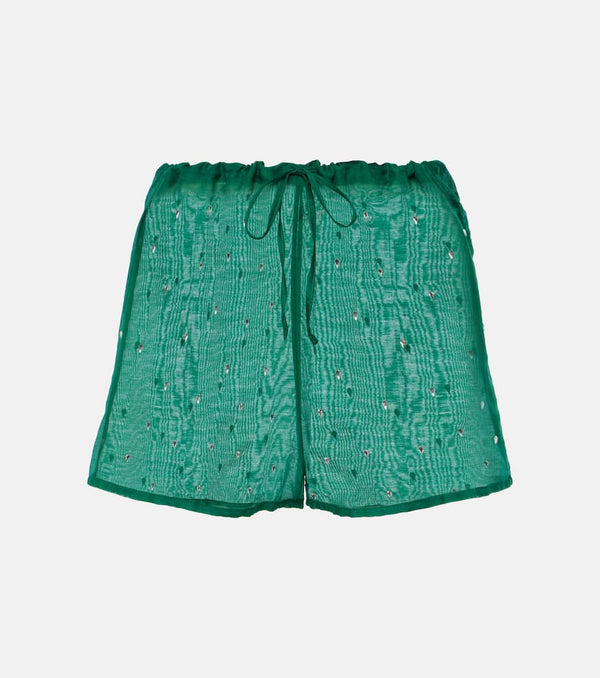 Oséree Gem crystal-embellished cotton and silk shorts