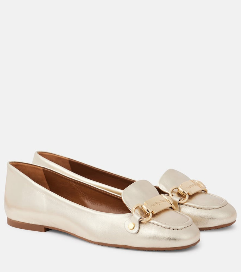 See By Chloé Signature metallic leather ballet flats