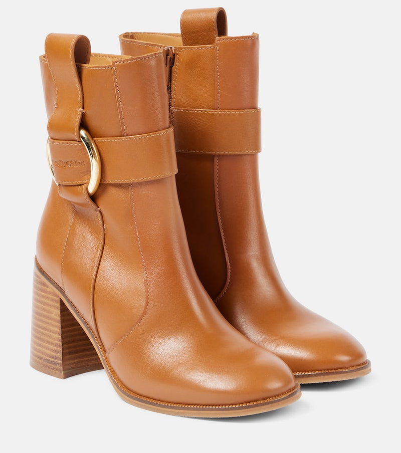 See By Chloé New Ring 80 leather ankle boots