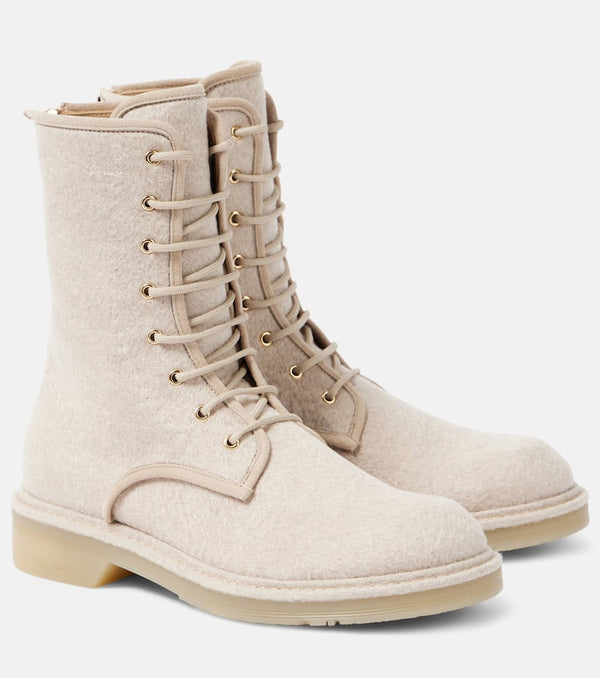 Max Mara Bakerzip suede-trimmed combat boots