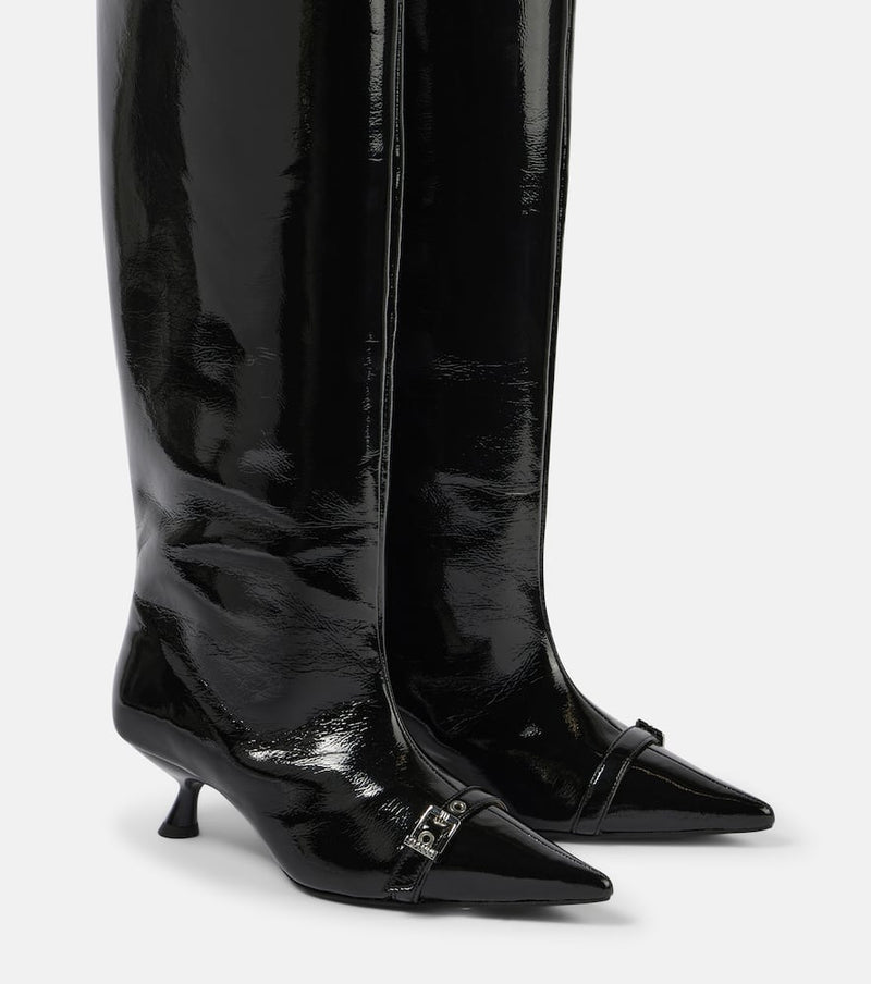 Ganni Eyelets faux leather knee-high boots