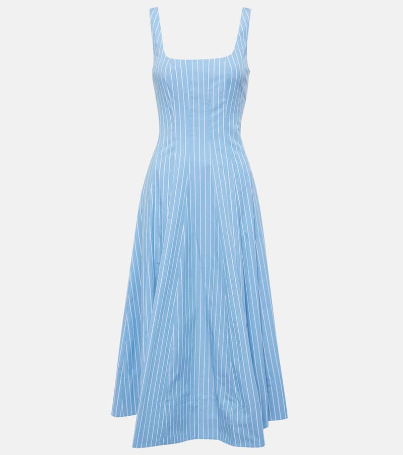 Staud Wells pinstriped cotton poplin midi dress