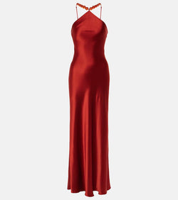 Staud Cadence beaded satin gown