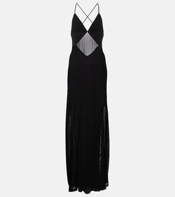 Staud Fleur mesh-paneled jersey gown