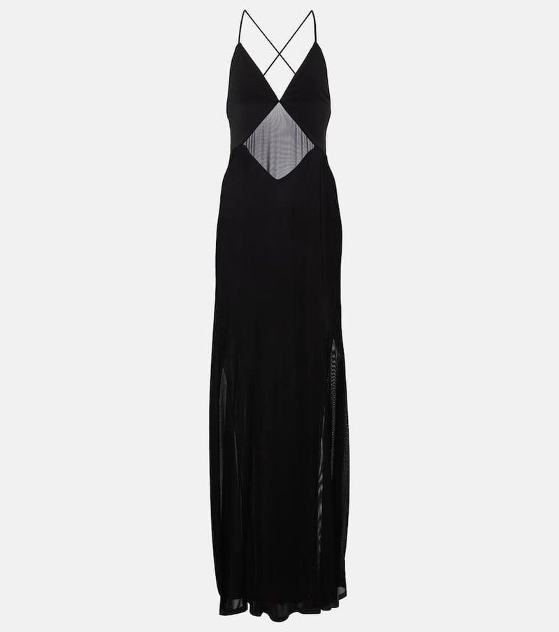 Staud Fleur mesh-paneled jersey gown