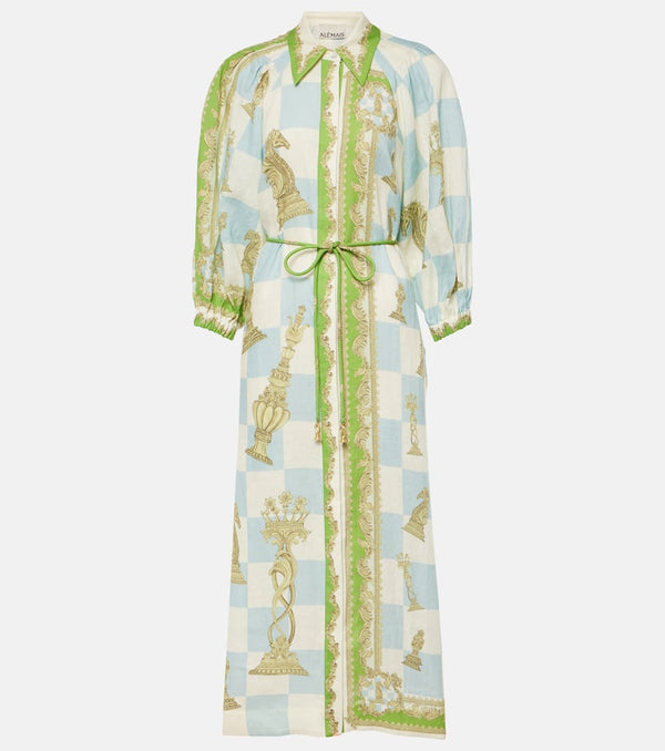 Alémais Checkmate printed linen shirt dress