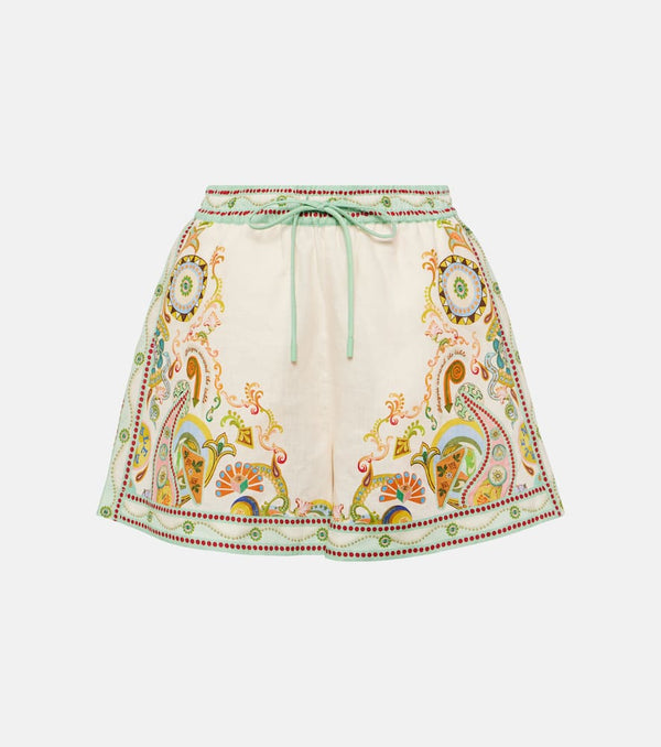 Alémais Pinball printed linen shorts