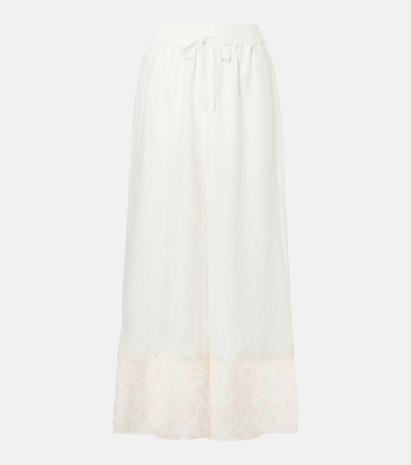 Alémais Embroidered linen culottes