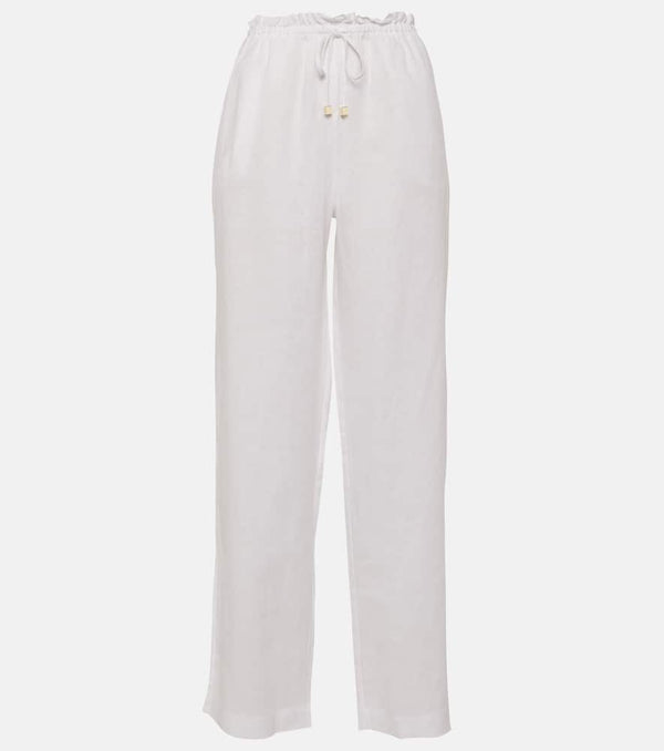 Heidi Klein White Bay linen wide-leg pants