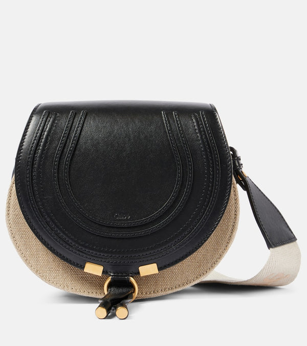 Chloé Marcie Small leather and canvas crossbody bag