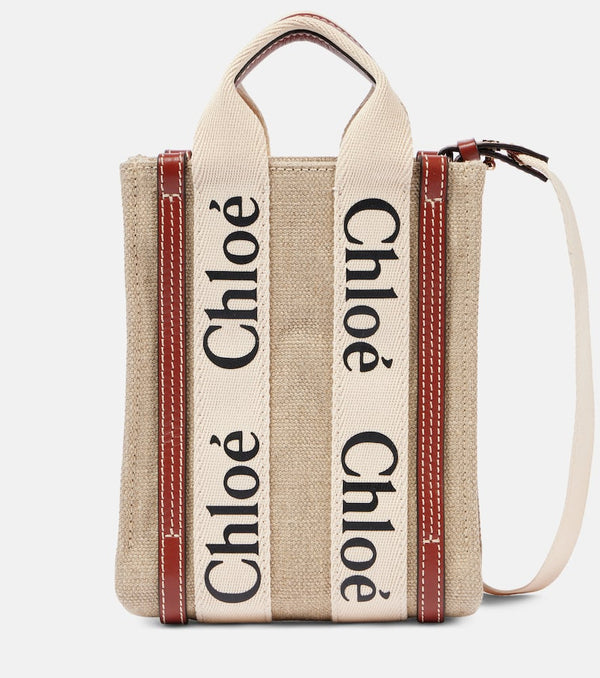 Chloé Woody North South Mini canvas tote bag