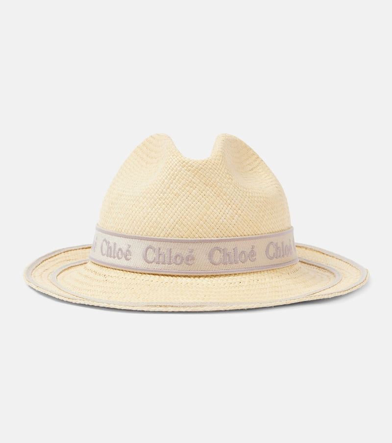 Chloé Woody logo straw Panama hat