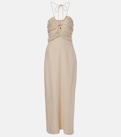 Faithfull Tortugas halterneck linen midi dress