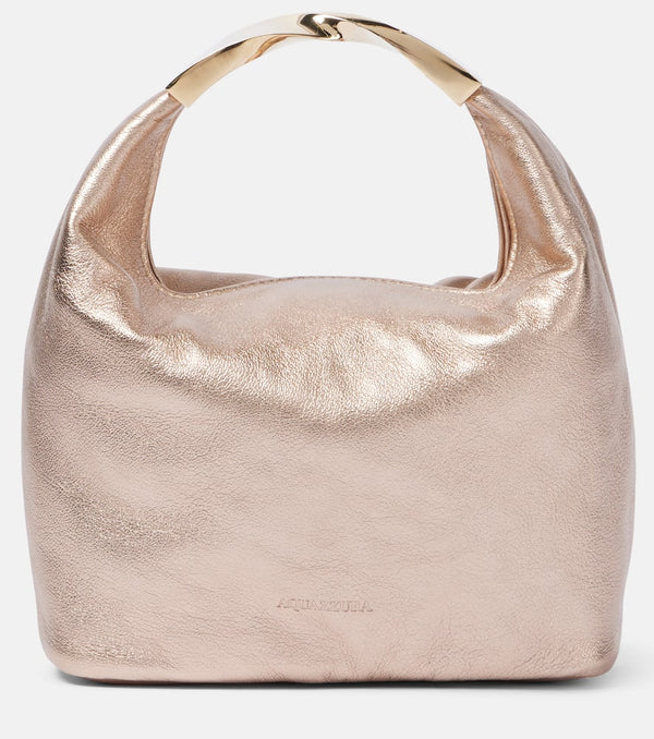 Aquazzura Twist Mini metallic leather tote bag