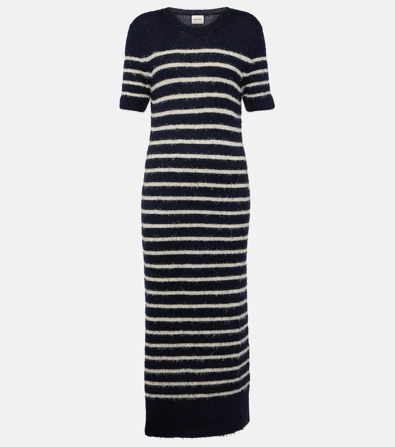 Khaite Helen striped silk and cashmere midi dress