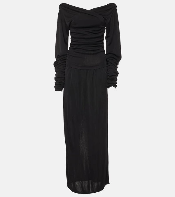 Khaite Fable draped shirred maxi dress