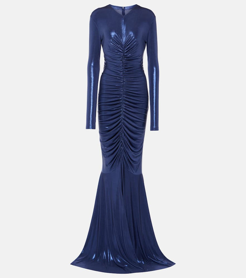 Norma Kamali Ruched lamé gown