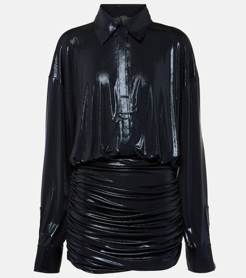 Norma Kamali Ruched lame shirt dress