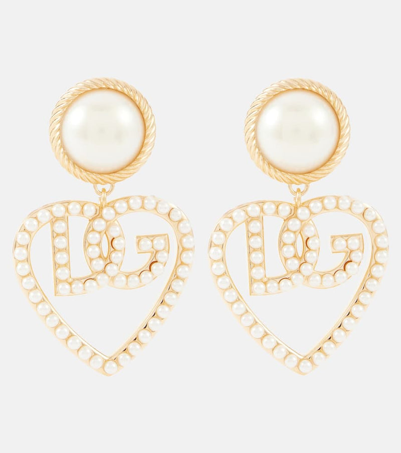 Dolce & Gabbana Logo faux pearl clip-on earrings