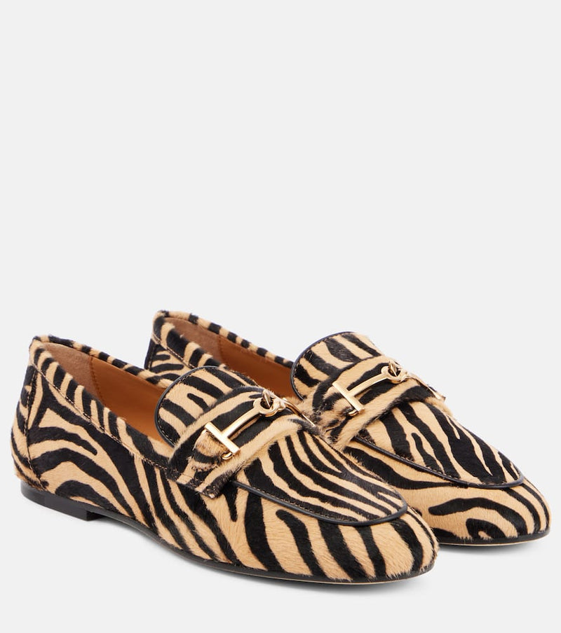 Tod's T Ring printed calf hair loafers