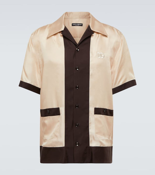 Dolce & Gabbana Logo silk twill bowling shirt