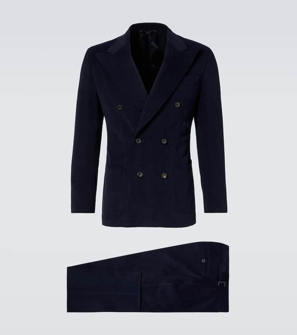 Thom Sweeney Double-breasted brushed cotton suit