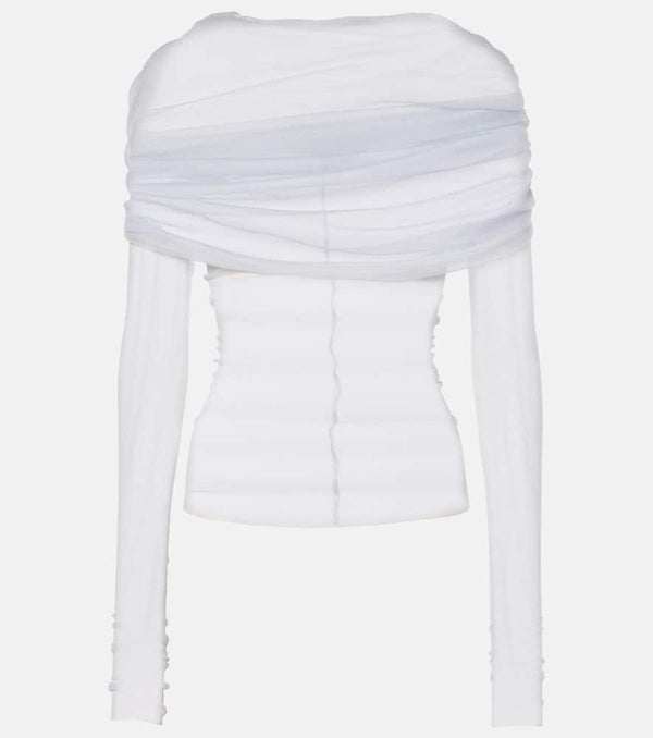 Christopher Esber Veiled off-shoulder silk tulle top