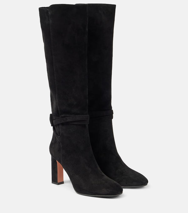 Aquazzura Very Bow Tie 85 suede knee-high boots