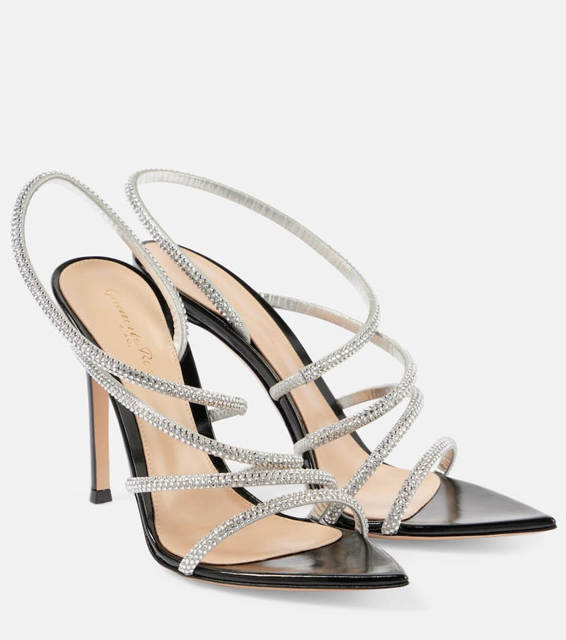 Gianvito Rossi Crystal Ettie leather sandals