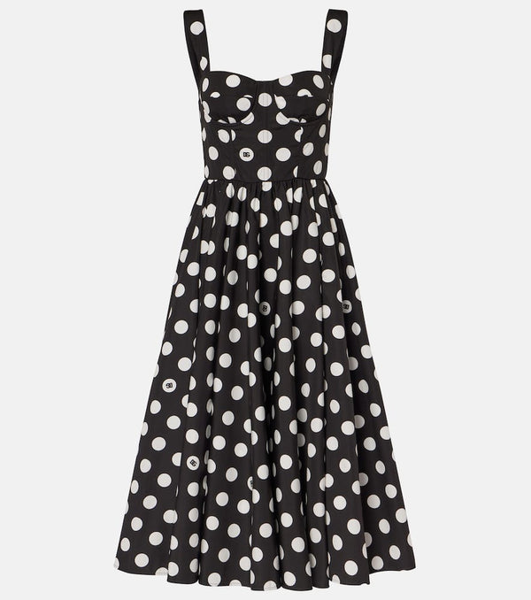 Dolce & Gabbana Polka-dot cotton poplin corset dress | LYBSTORE