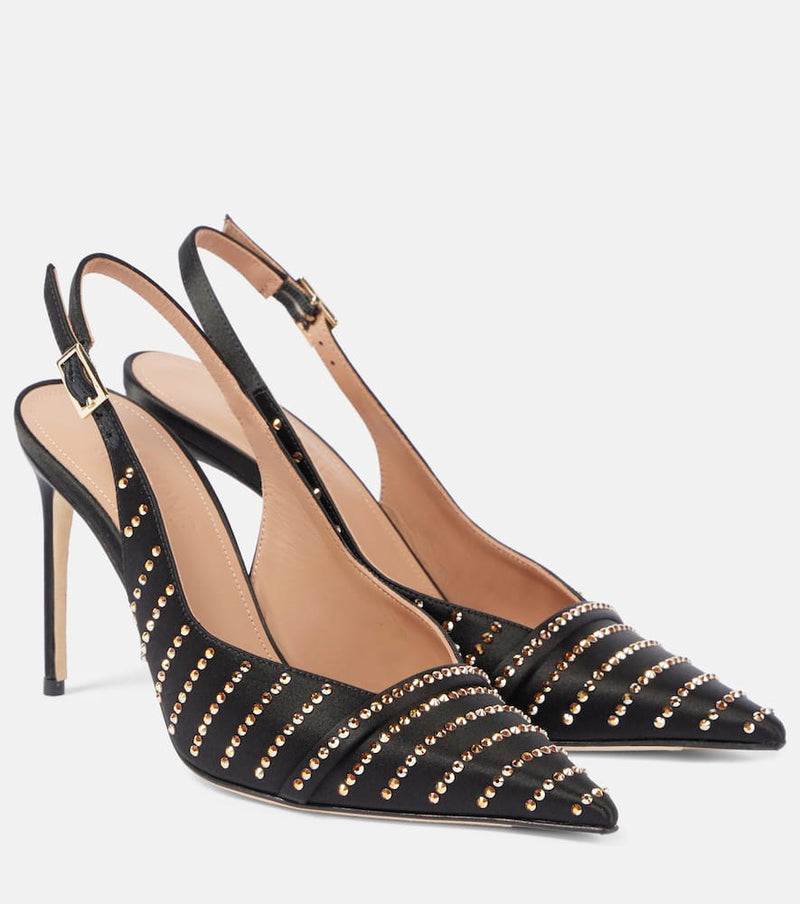 Malone Souliers Jazz 90 embellished satin pumps