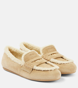 Miu Miu Shearling-lined suede driving shoes