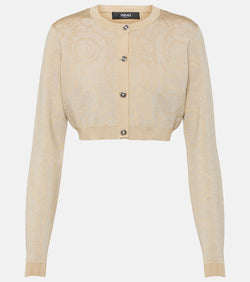 Versace Barocco cropped lamé cardigan