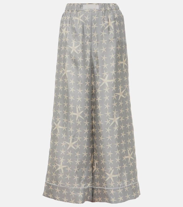 Versace Stella Marina silk twill palazzo pants