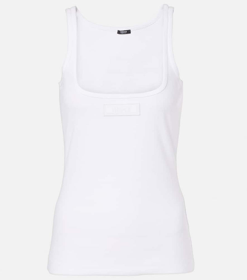 Versace Ribbed-knit cotton-blend tank top