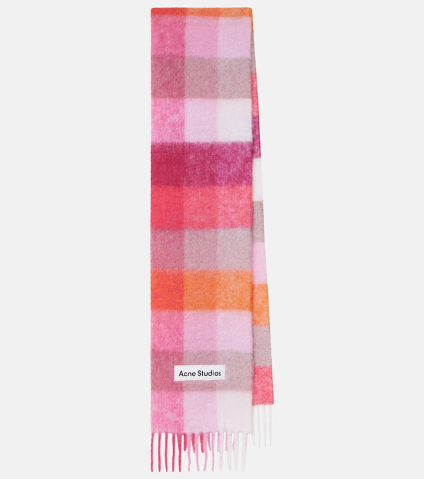 Acne Studios Logo checked wool-blend scarf