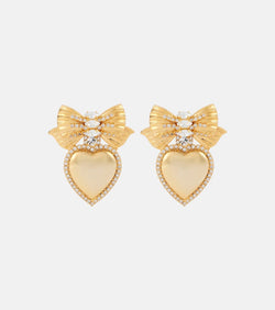 Alessandra Rich Heart crystal-embellished clip-on earrings