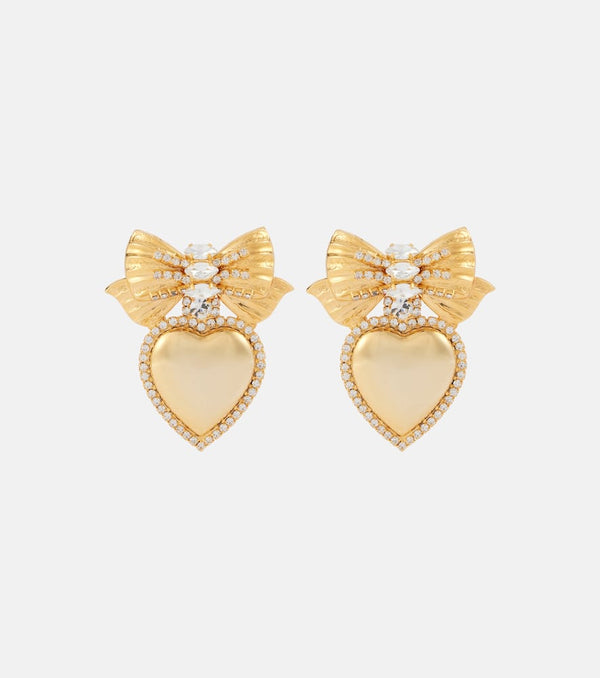 Alessandra Rich Heart crystal-embellished clip-on earrings