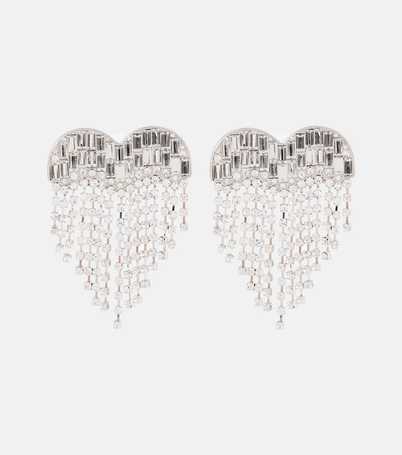 Self-Portrait Heart crystal-embellished earrings