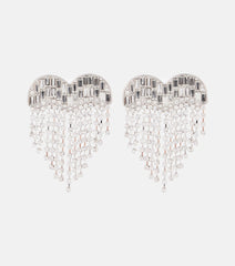 Self-Portrait Heart crystal-embellished earrings