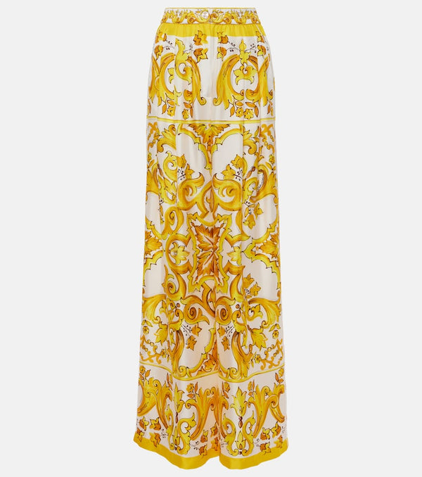 Dolce & Gabbana Majolica silk twill palazzo pants