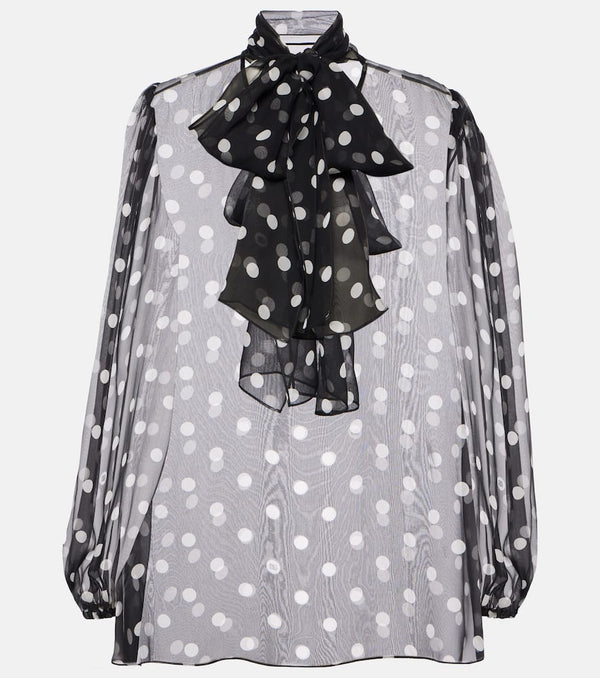 Dolce & Gabbana Polka-dot bow-detail silk chiffon blouse