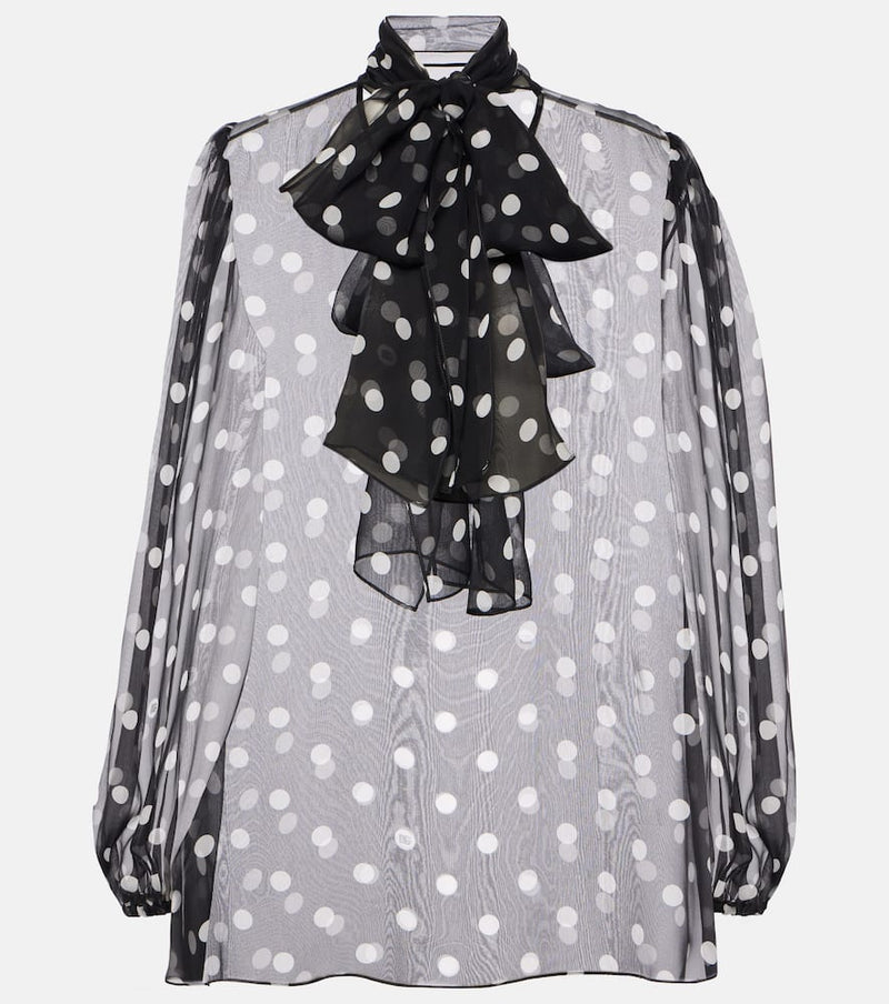 Dolce & Gabbana Polka-dot bow-detail silk chiffon blouse