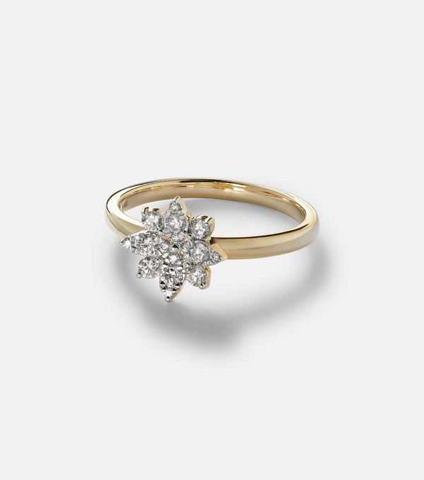 Stone and Strand Tea Rose 14kt gold ring with diamonds