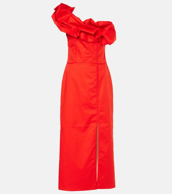 Johanna Ortiz Ruffled one-shoulder poplin gown