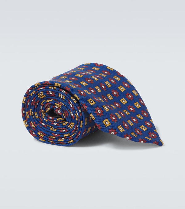 Rubinacci Floral printed silk twill tie