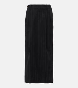 Brunello Cucinelli Pinstripe wool and cotton midi skirt